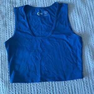 ZYIA Royal Blue Scoop Neck Cropped Tank